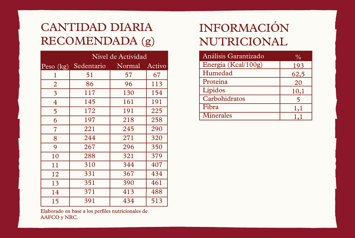Alimento Cocido Vacuno Congelado 2,4 kg
