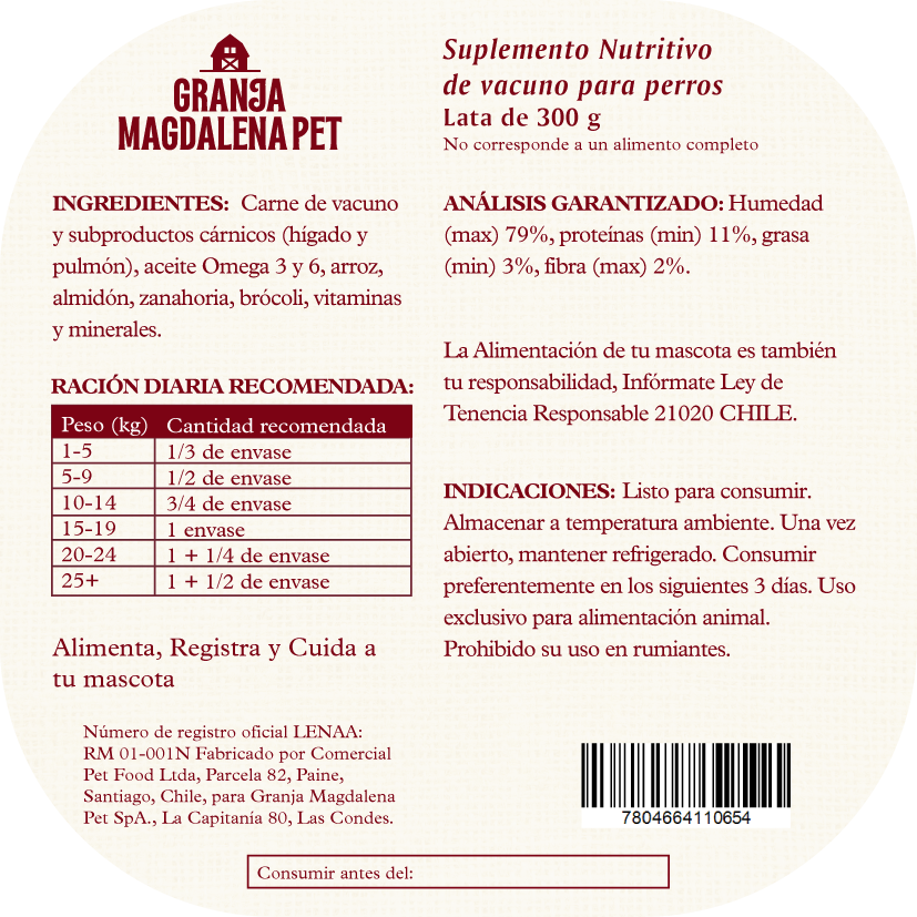 Terrine de Vacuno para Perros