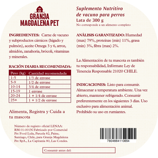 Terrine de Vacuno para Perros